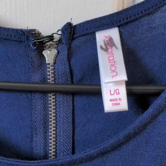 Xhilaration Romper L NavyPink Pockets keyhole back - Picture 4 of 4